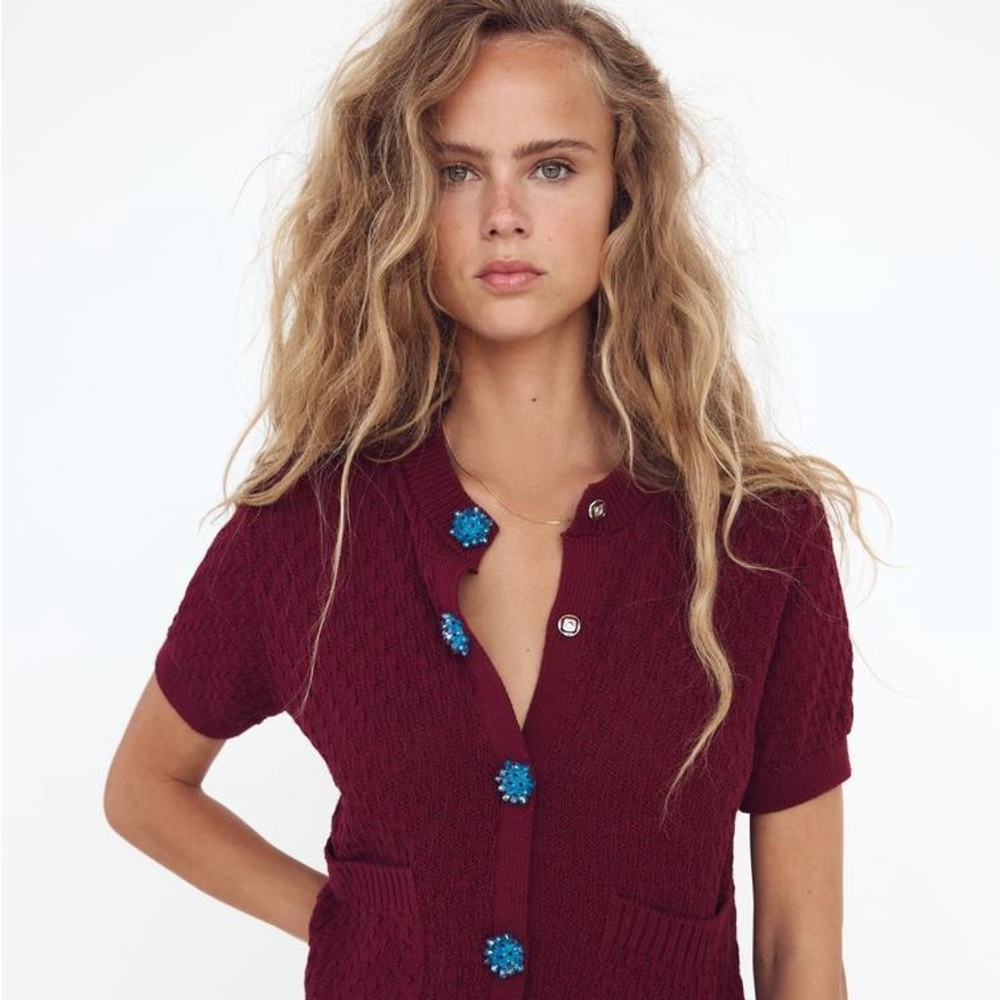 Jewel button knit cardigan